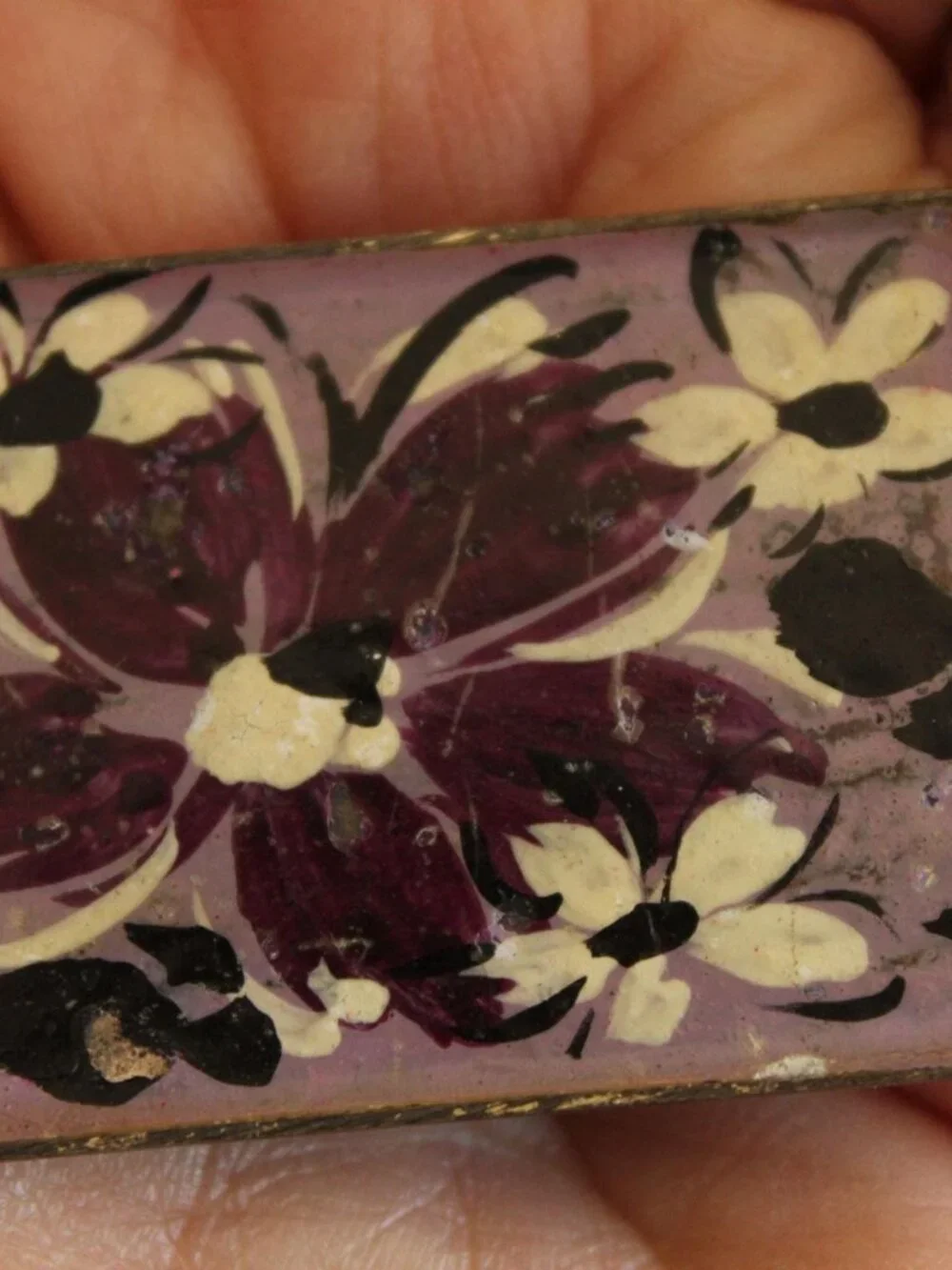 Vintage 1920s 1930s Brooch, Purple Flower Antique Edwardian Clothing Pin, Looped